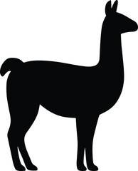 Silhouette llama standing simple black vector illustration