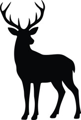 Silhouette majestic deer standing elegant black vector illustration