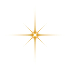 PNG Gold Star Light Sparkle with White Glow Effect, Starlight Flare Shine and Twinkle Burst, Transparent Magic Light Overlay for Fantasy Celebration Scenes and Party Card Designs
