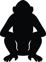 Silhouette monkey sitting in black and white vector illustration