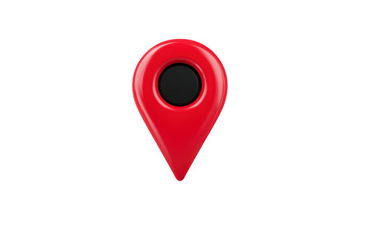 Red map pin icon with glossy finish, isolated on transparency background, symbolizing location or navigation. design is simple and modern, suitable for digital interfaces