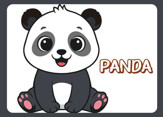 Cute little  panda  happy smile cartoon illustration.