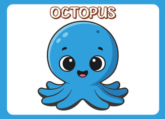 Cute little  octopus  happy smile cartoon illustration.