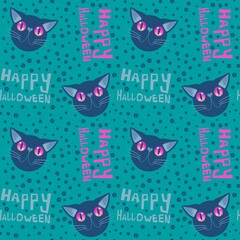 Halloween animals seamless cats pattern for wrapping paper and kids and fabrics