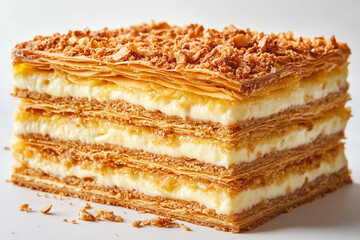 Layers of delicious pastry cream and crunchy puff pastry create a delightful dessert perfect for any occasion