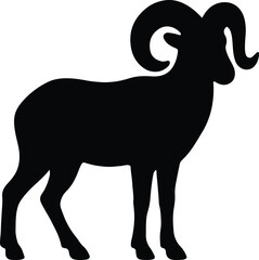 Silhouette ram with curled horns vector illustration