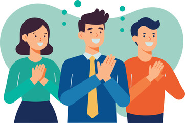 Fototapeta premium Appreciative diverse team showing gratitude teamwork success