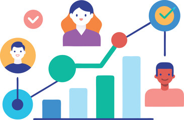 Business growth chart showing team success and progress