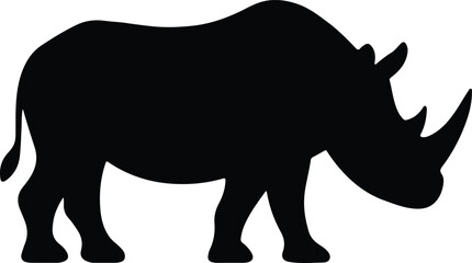 Silhouette rhinoceros wild animal black and white vector illustration