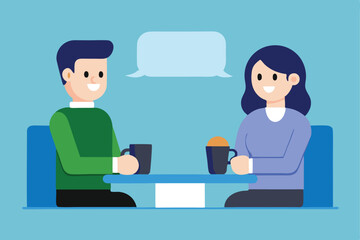 Fototapeta premium Man and woman enjoying coffee break conversation