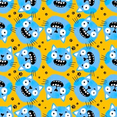 Naklejka premium Halloween animals seamless cats pattern for wrapping paper