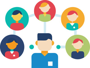 Team collaboration network connected people group