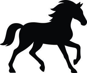 Silhouette running horse black and white vector illustration