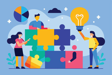 Teamwork collaboration puzzle solution creative idea innovation