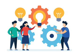 Teamwork innovation collaboration ideas gears lightbulbs