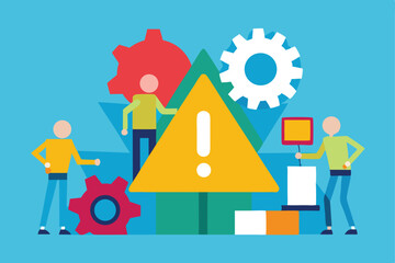 Fototapeta premium Teamwork problem solving alert warning sign business concept