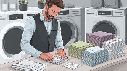 Laundry Service Professional: Folding Clean Linens
