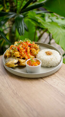 Crispy Fried Fish with Rice and Sambal – Traditional Indonesian Meal 