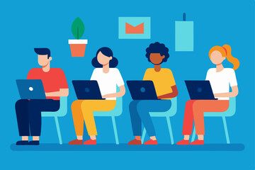 Diverse Team Collaboration  A Productive Remote Work Illustration