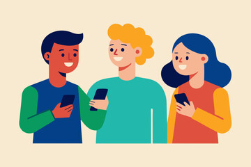 Connecting Through Technology Diverse Friends Sharing Mobile Moments