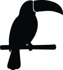 Fototapeta premium Silhouette toucan bird perched branch tropical wildlife vector illustration