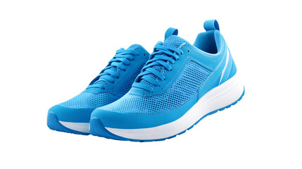 Sport shoes isolated on white background. Blue sneakers running shoes. New unbranded fashion stylish blue sport walking shoes or sneakers isolated on white background. Blue sneaker on transparent back