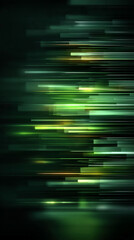 Abstract digital background with horizontal green lines and block patterns on a dark backdrop. Tech-themed design represents data flow, networking, and futuristic communication. Vertical 9:16 layout.
