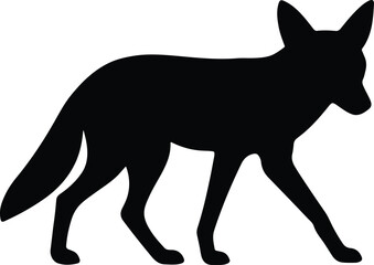 Silhouette walking fox graceful wild animal vector illustration
