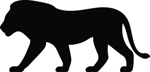 Silhouette walking lion graceful predator animal vector illustration