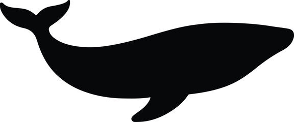 Fototapeta premium Silhouette whale aquatic animal black and white vector illustration