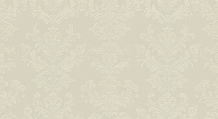 Elegant Damask Pattern Wallpaper Texture Beige Antique Interior Design Backdrop Classic Decorative
