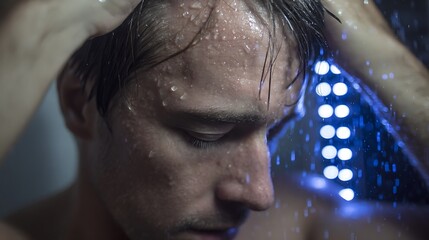 Man Under Shower: Refreshing, Cleansing, Contemplation