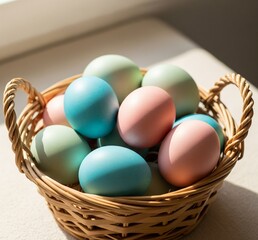 basket with easter eggs