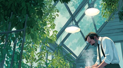 Victorian Greenhouse Gardener, Illustration