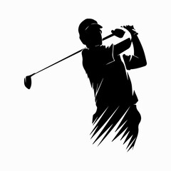 golf player silhouette with ball