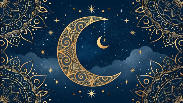 Blue Pisces and Leo zodiac symbols illuminate the midnight sky with stars and a crescent moon