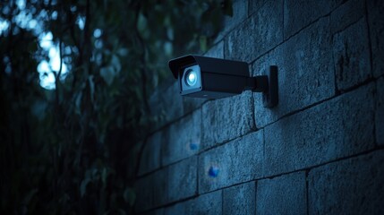 AI-powered surveillance camera with facial recognition technology in low light