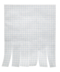 Tear off paper advertisement on squared paper with copy space. Isolated