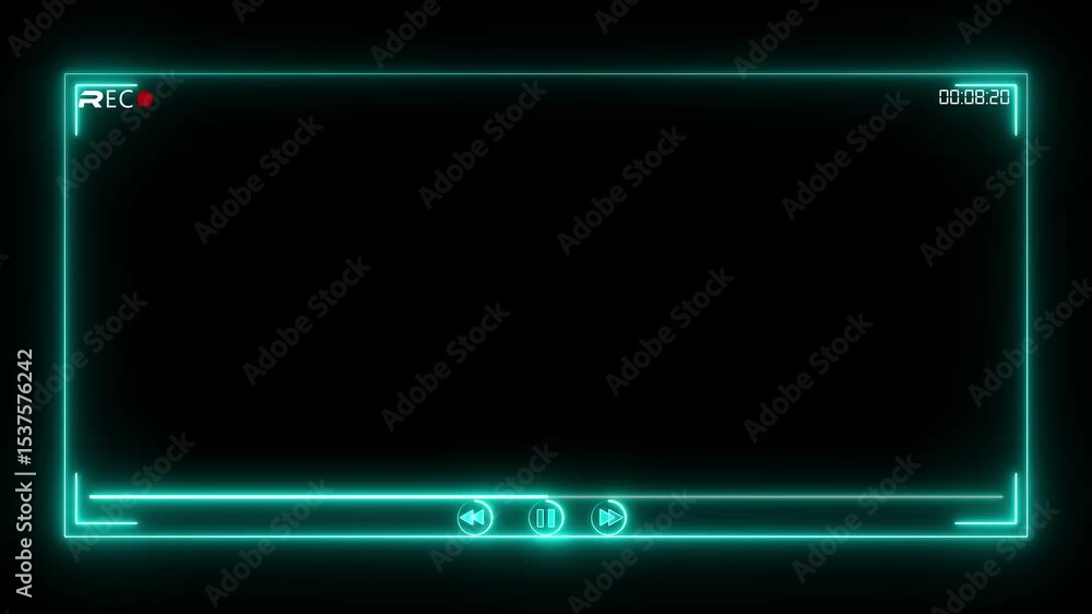 Poster live recoding hud ,live streaming neon text frame animation box frame neon frame live streaming game