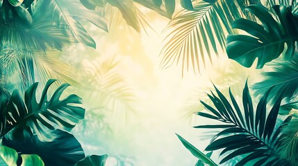 Naklejka premium Tropical leaves silhouette, summer environment, without any focal point, PPT background (3)