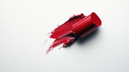 Red lipstick smudge on white background