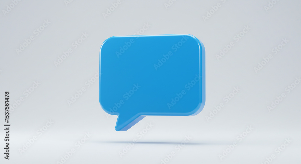 Poster light blue speech bubble communication icon message chat talk symbol digital 3d render notification