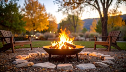 Inviting fire pit with cozy chairs for relaxing evenings and social gatherings outdoors