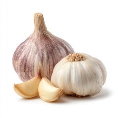 garlic bulb and peeled cloves, isolated studio shot