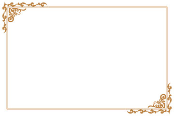 Elements of ornate vintage frames. Border gold on white classic calligraphy swirls, floral motifs. Design print for greeting cards, wedding invitations, restaurant menu, royal certificates. Set 257
