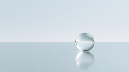macro shot of single drop of water resting on metallic surface delicate light reflection and intricate details of