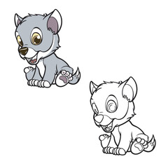 cartoon wolf vector illustration. Drawing. Coloring. Easy to edit. 
