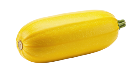 Vibrant Yellow Spaghetti Squash with Green Stem Isolated on White
