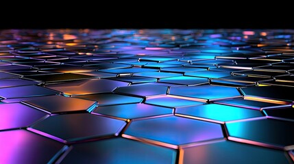 Fototapeta premium Abstract Hexagon Pattern: Colorful Metallic Surface