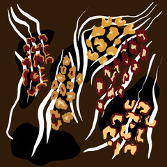 Leopard, zebra and giraffe pattern design. Hand drawn leopard zebra and giraffe pattern design. For textile and print.